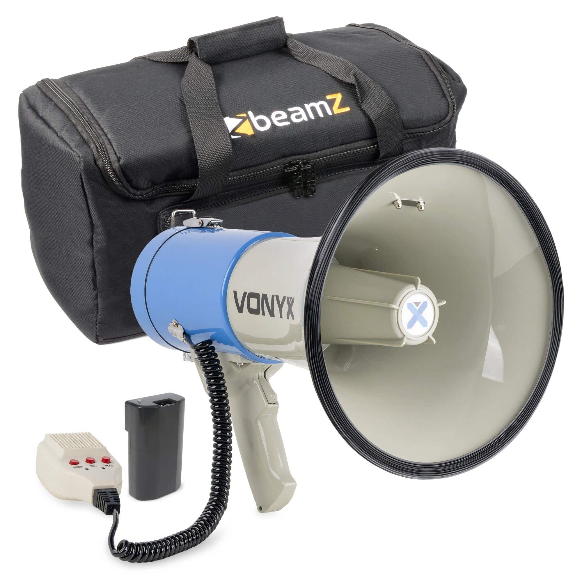 Vonyx MEG060 Megafon 60 W mit Sirene, Tasche und wiederaufladbarem Akku