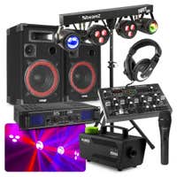 MAX Komplettes 500 W DJ Bluetooth Disco Set mit Sound, Licht und Nebel