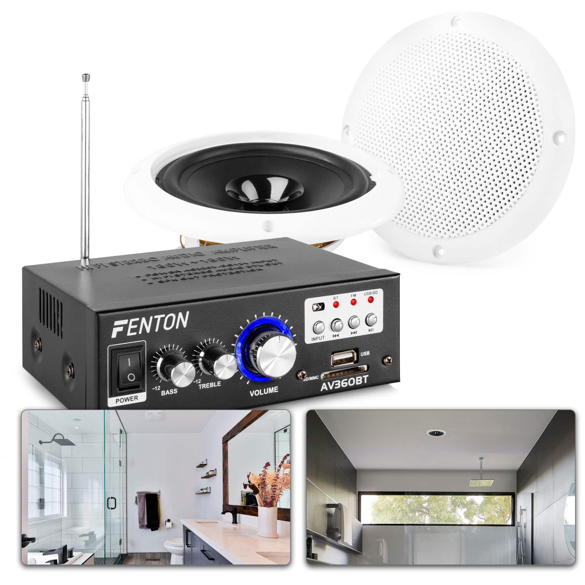 Badezimmer Lautsprecher 6,5" mit Verstärker - wasserfest