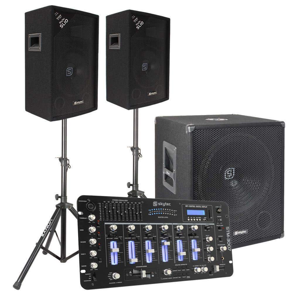 Vonyx 2.1 DJ-Live-Komplettset 1100 Watt mit Mischpult und Kabeln