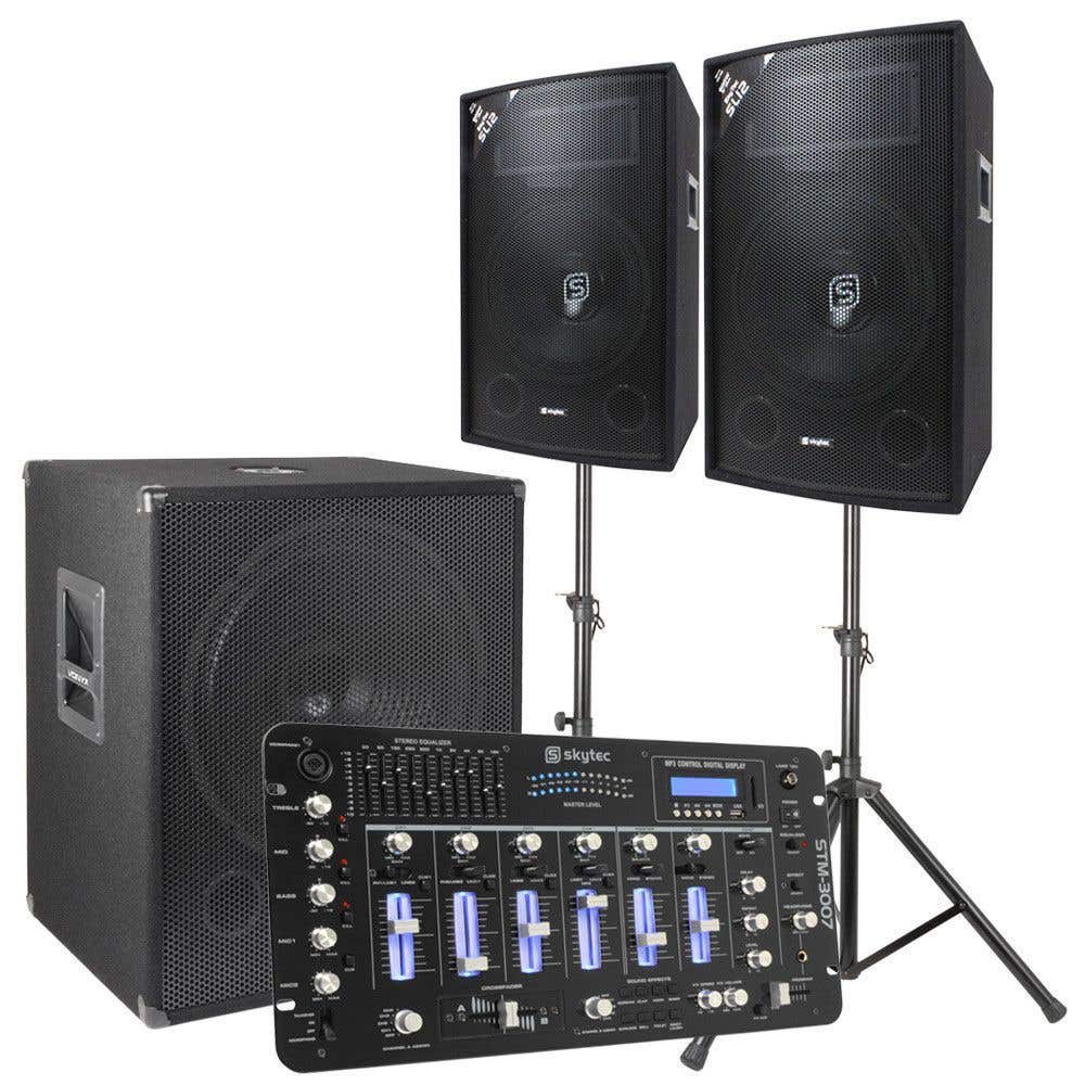 Vonyx 2.1 DJ-Live-Komplettset 1600 Watt mit Mischpult und Kabeln