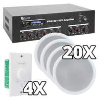 Power Dynamics 100 V Bundle Set mit 20 Lautsprechern und Lautstärkereglern