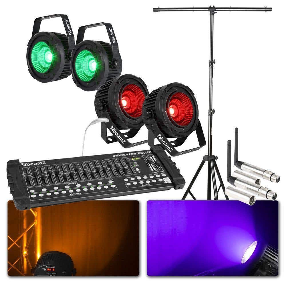 BeamZ COB50 lichtset met 4x COB50, draadloze DMX en controller