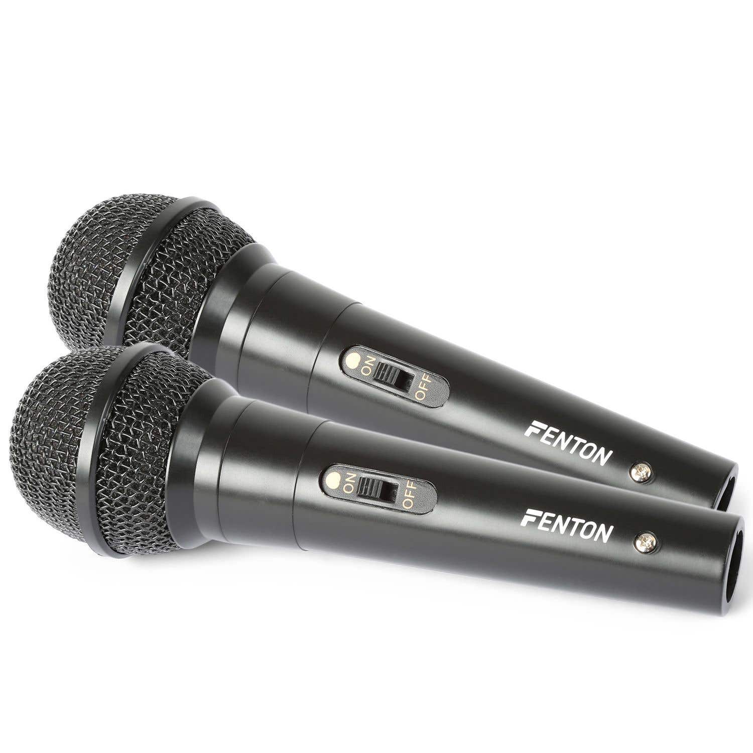 Fenton DM100 - Set mit 2 schwarzen Mikrofonen für Karaoke und DJs