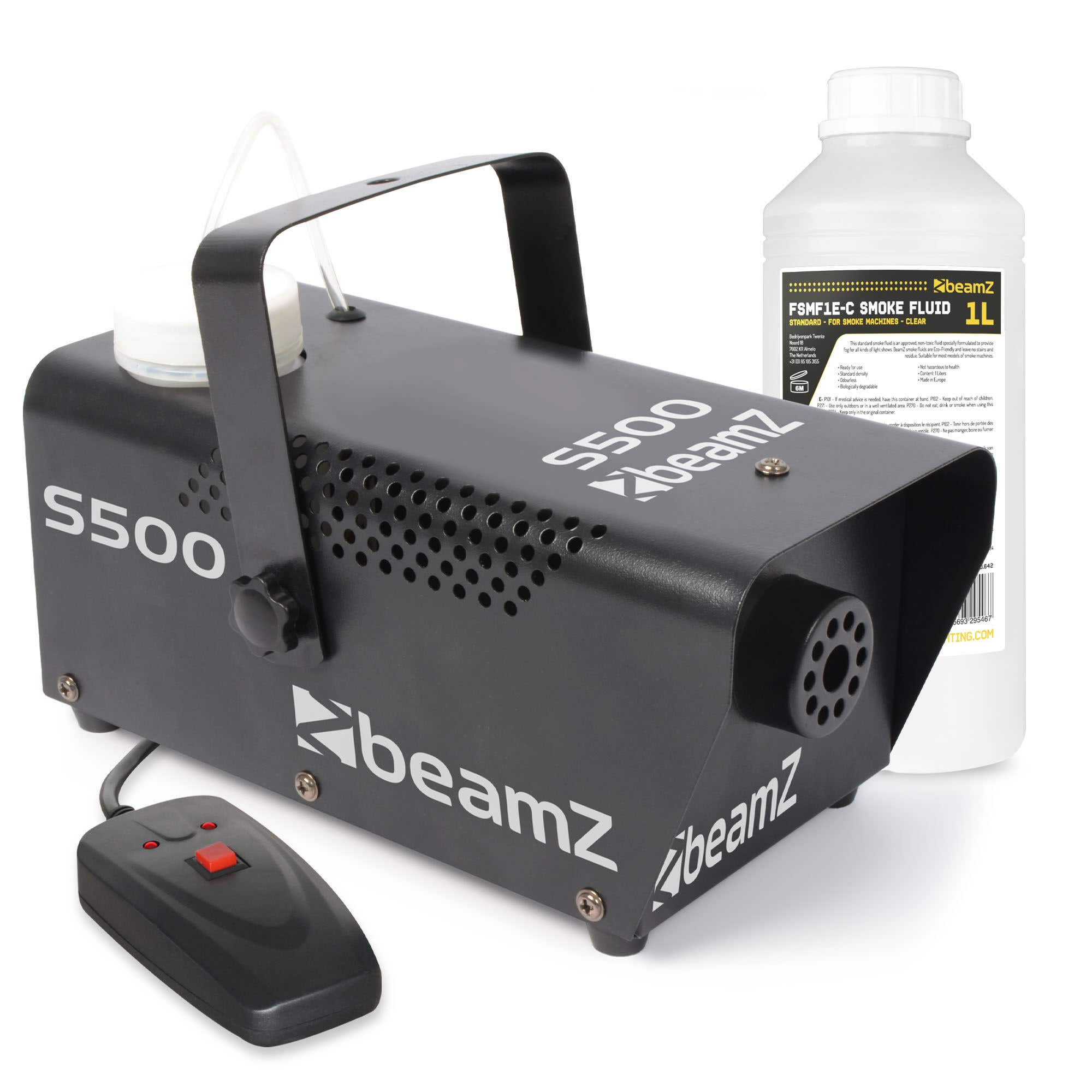 BeamZ S500 Kunststoff-Nebelmaschine mit 1 Liter extra Flüssigkeit