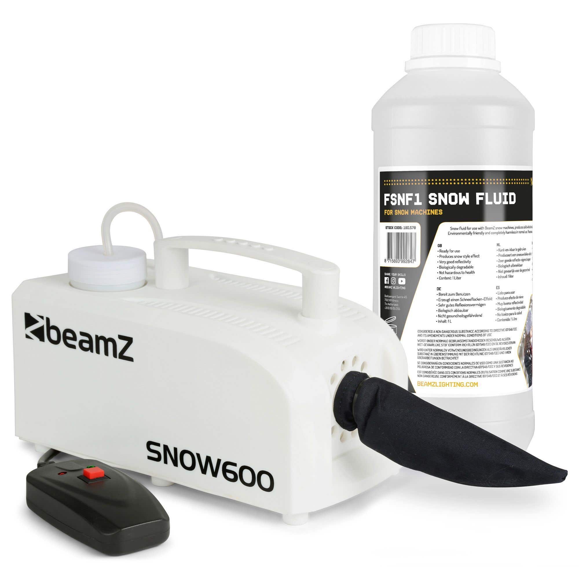 BeamZ SNOW600 Schneemaschine mit 1 Liter Schneefluid