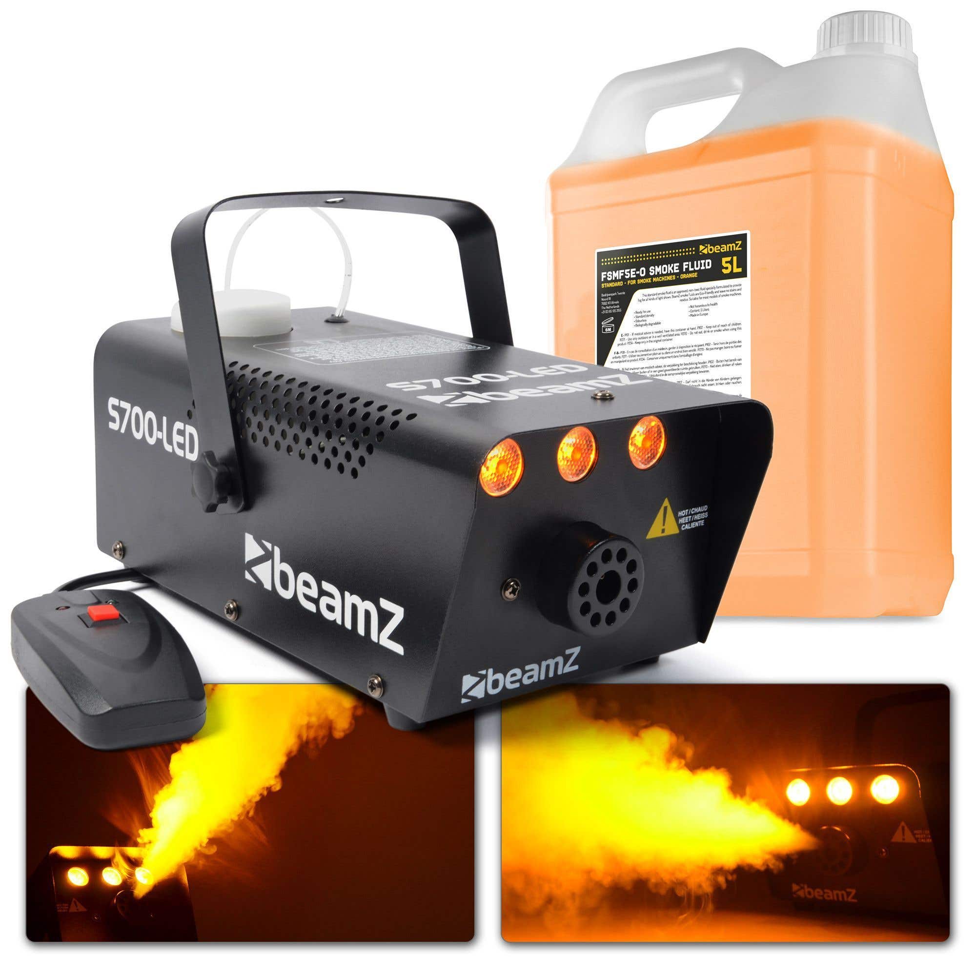 BeamZ S700-LED Nebelmaschine mit Flammeneffekt & 5L Nebelfluid – 700W