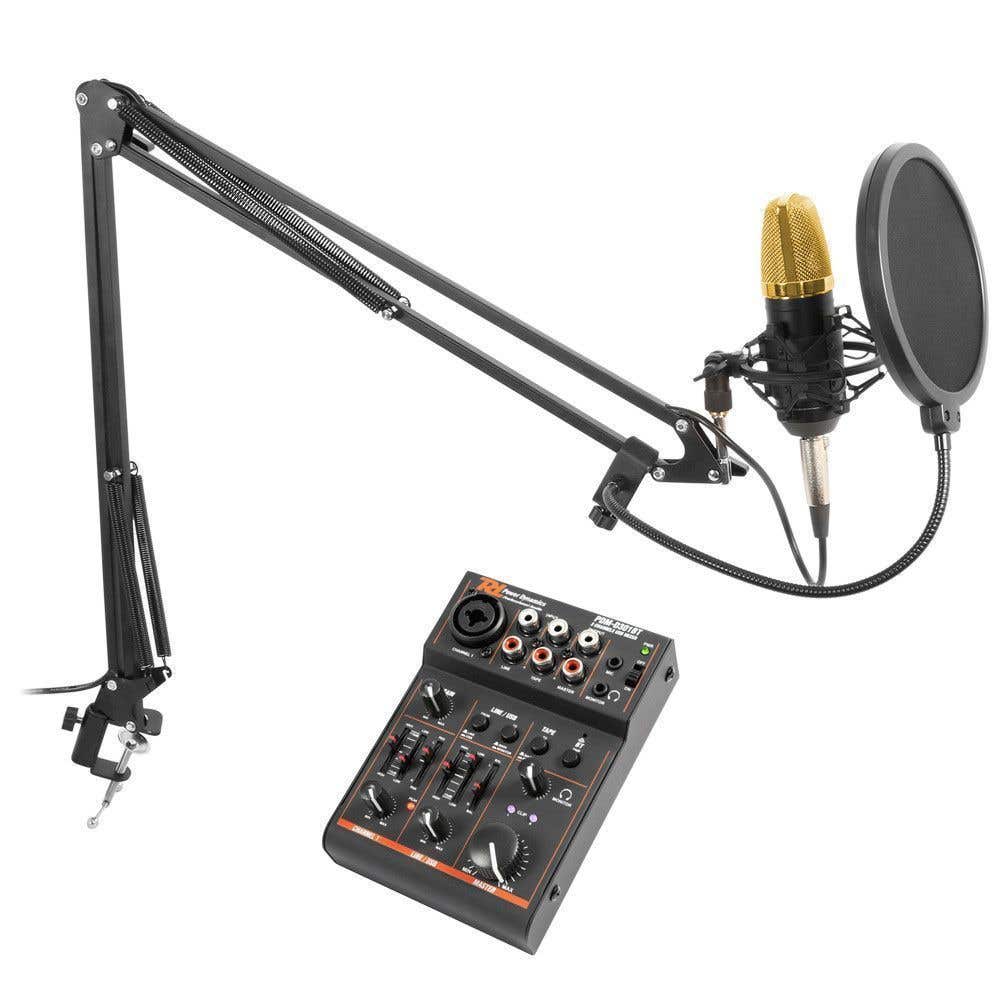 Vonyx CMS400B Studiomikrofon mit Mikrofonarm und USB Bluetooth Mixer