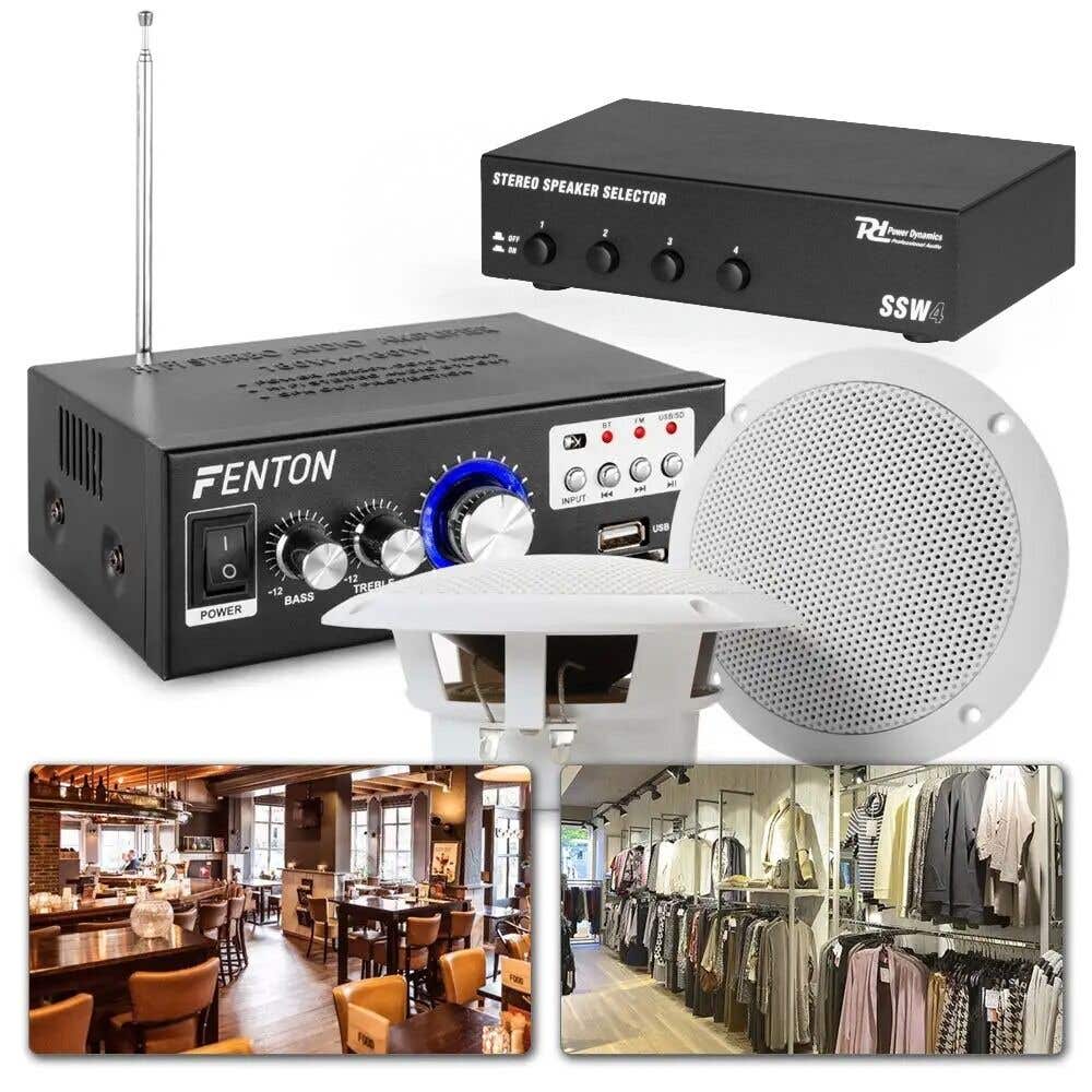 Soundsystem 4 Zonen mit Bluetooth und 8 Lautsprechern für Restaurant, Shop, etc.