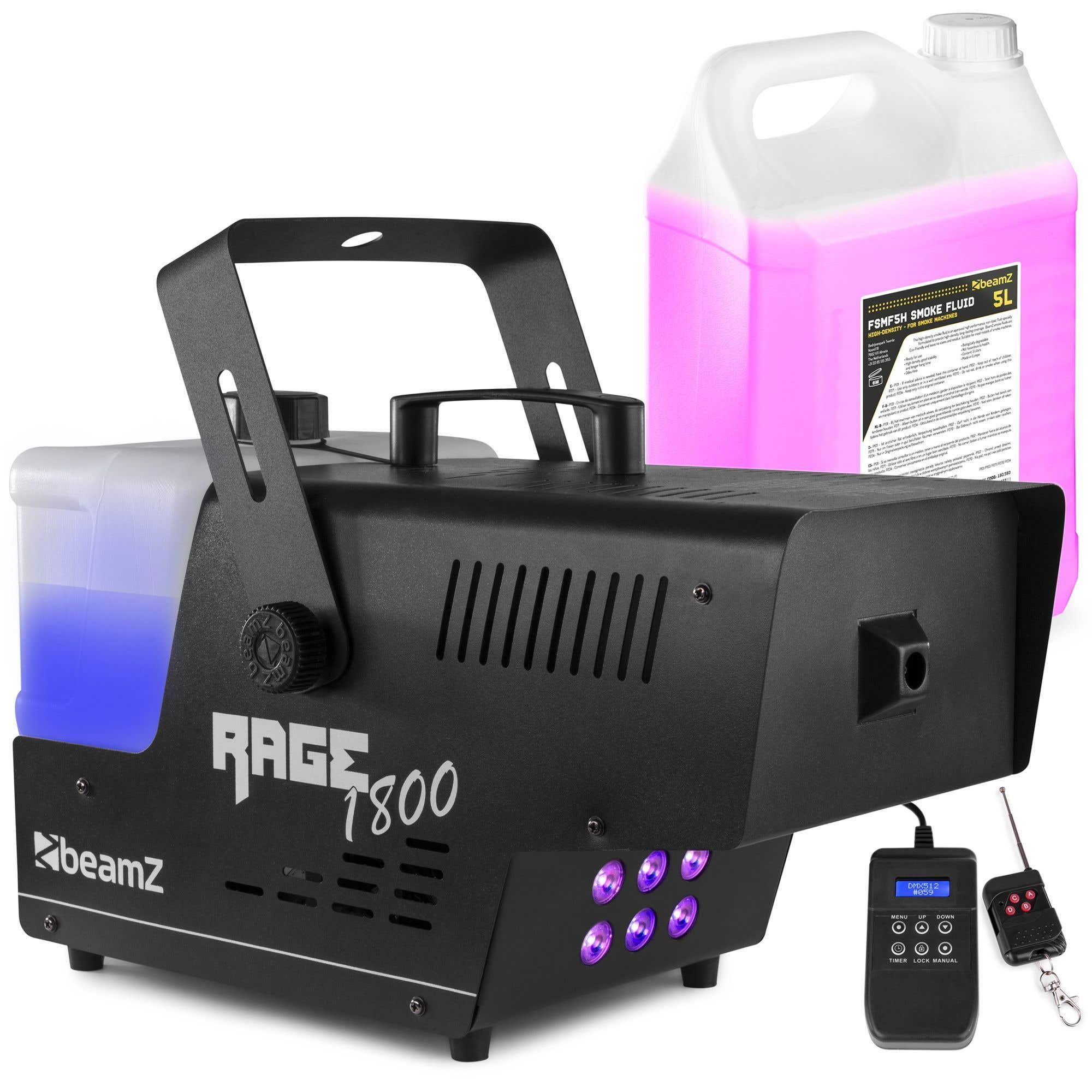 BeamZ RAGE1800LED Nebelmaschine inklusive 5 Liter Nebelfluid