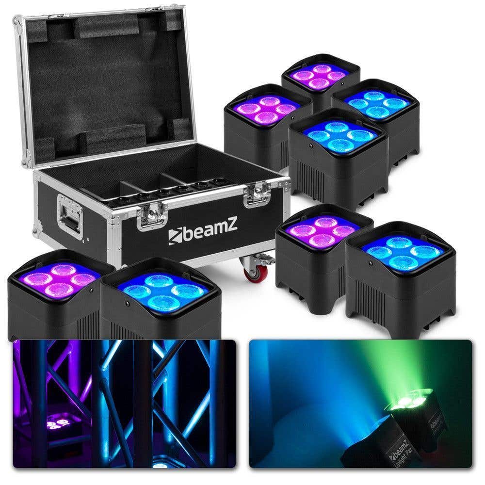 BeamZ BBP94W Akku Uplight Paket mit 8x BBP94W und Flightcase