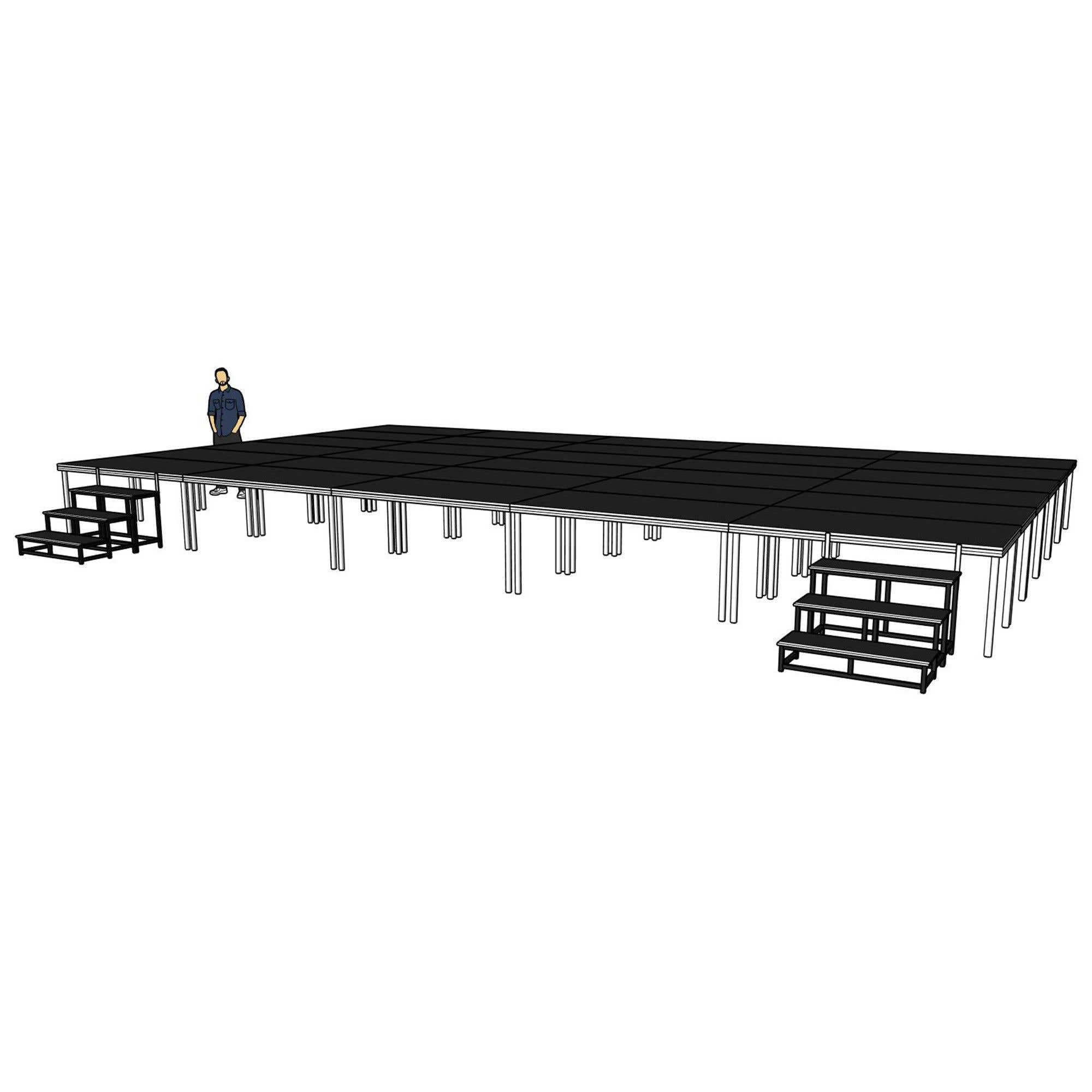 Compleet podium - 10x6 meter - hoogte 40cm incl. 2x trap