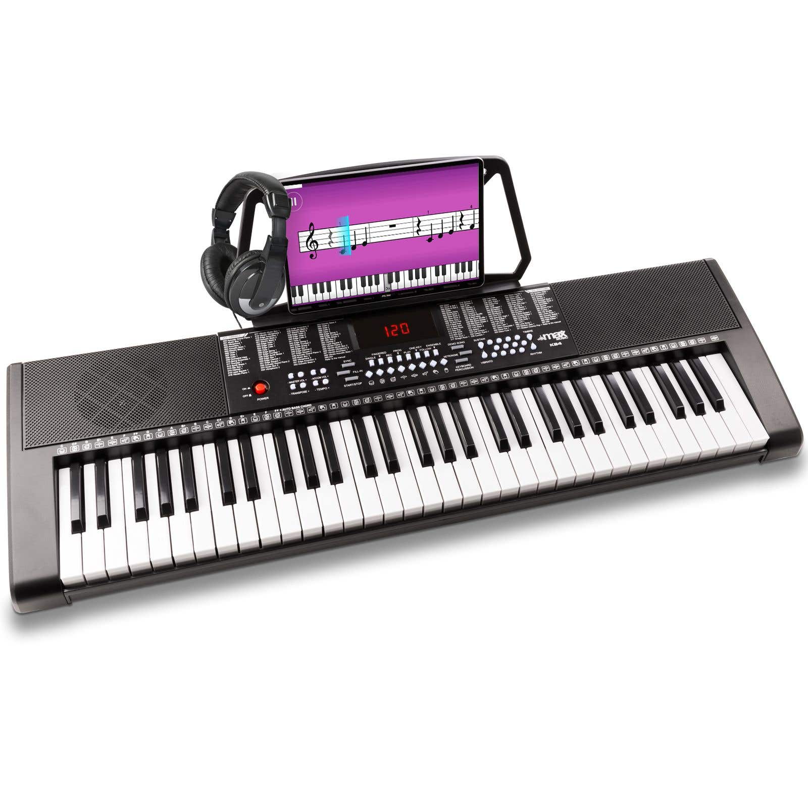 MAX KB4 Einsteiger-Keyboard mit 61 Tasten und Kopfhörer