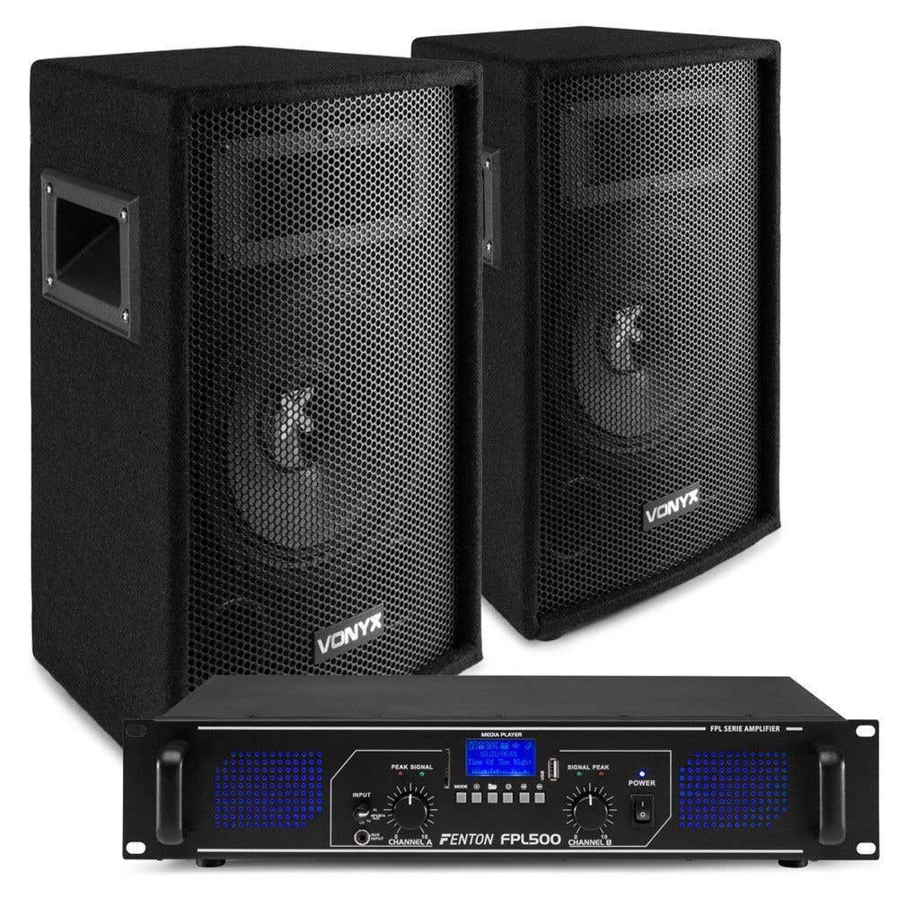 Komplettes 500 Watt-Soundsystem mit 2x SL8-Lautsprechern + Bluetooth-Verstärker FPL500