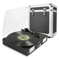 Fenton RP108B schwarzer Plattenspieler mit Plattenkoffer (bis 60 Platten)