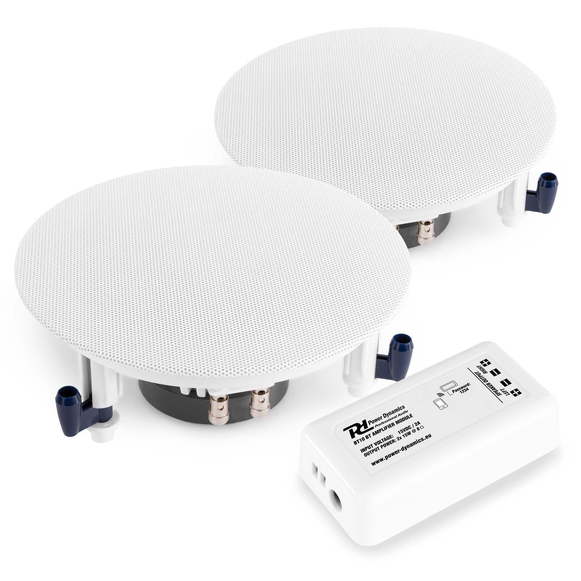 Power Dynamics ESCS6 Einbaulautsprecher (2x) mit Bluetooth-Verstärker BT10