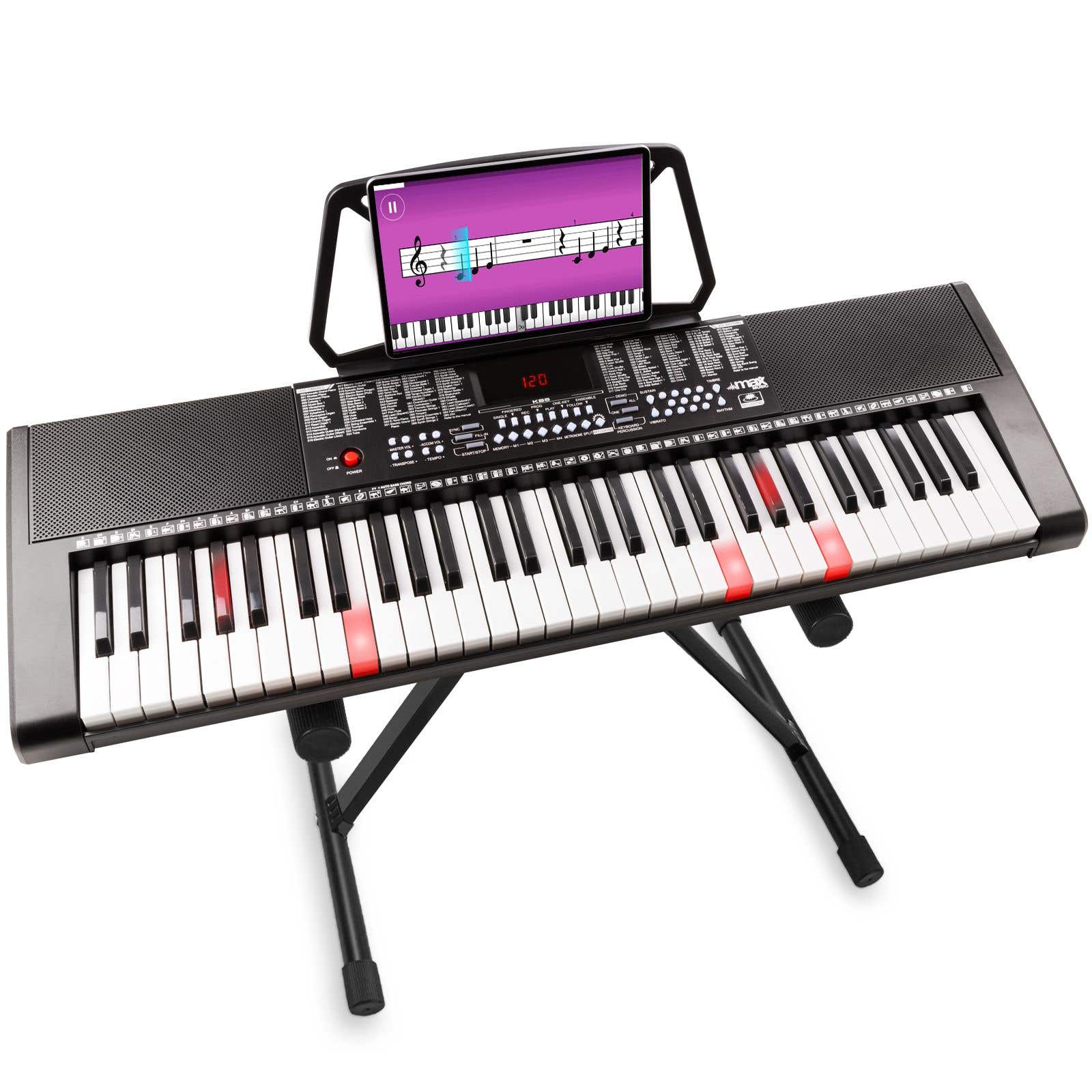 MAX KB5 Keyboard für Einsteiger mit 61 leuchtenden Tasten und Ständer