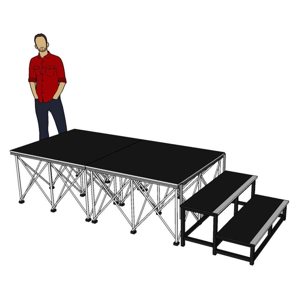 Power Dynamics Spider Deck750 mobile Bühne mit Treppe - 200 x 100 x 60 cm