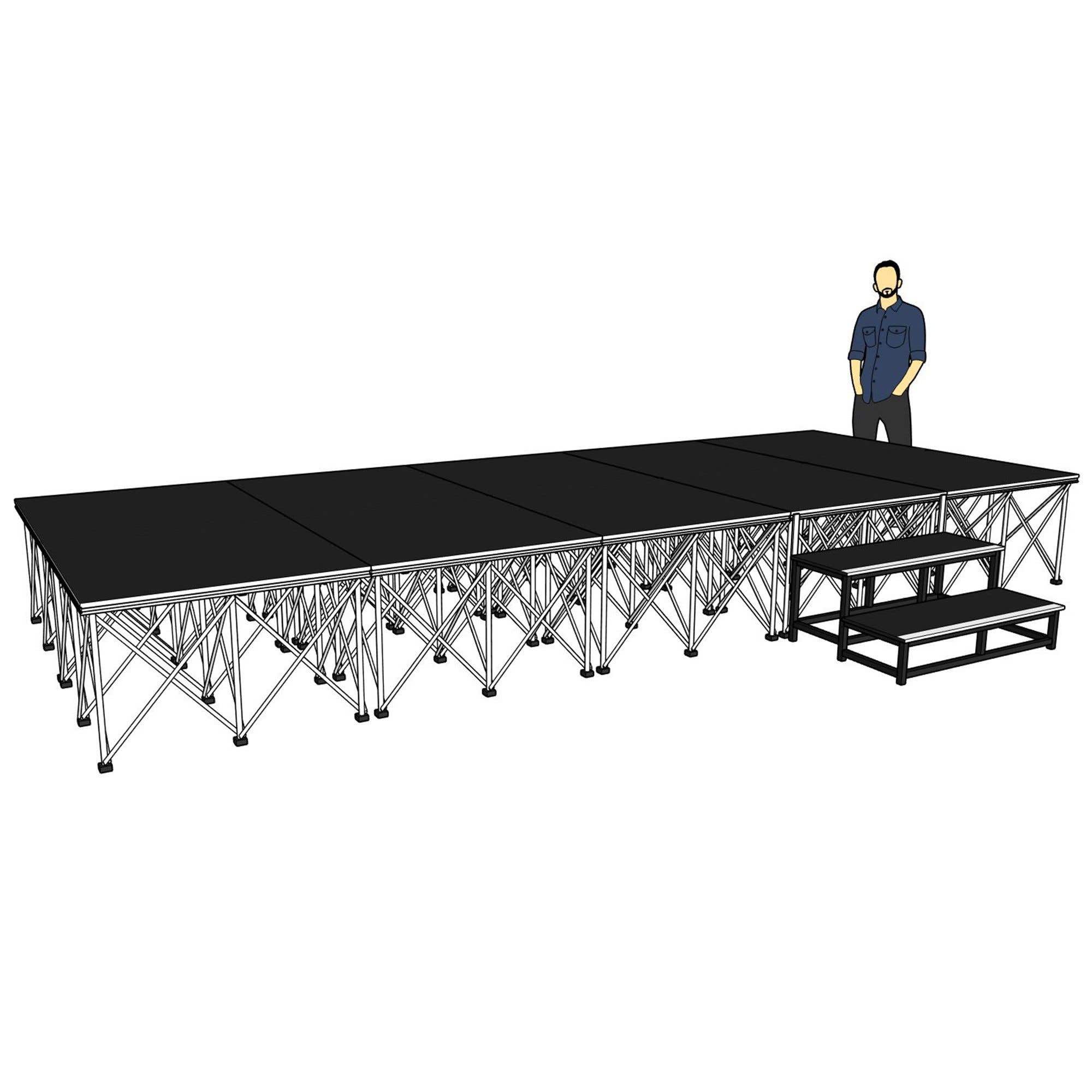 Power Dynamics Spider Deck750 mobile Bühne mit Treppe - 500 x 200 x 60 cm