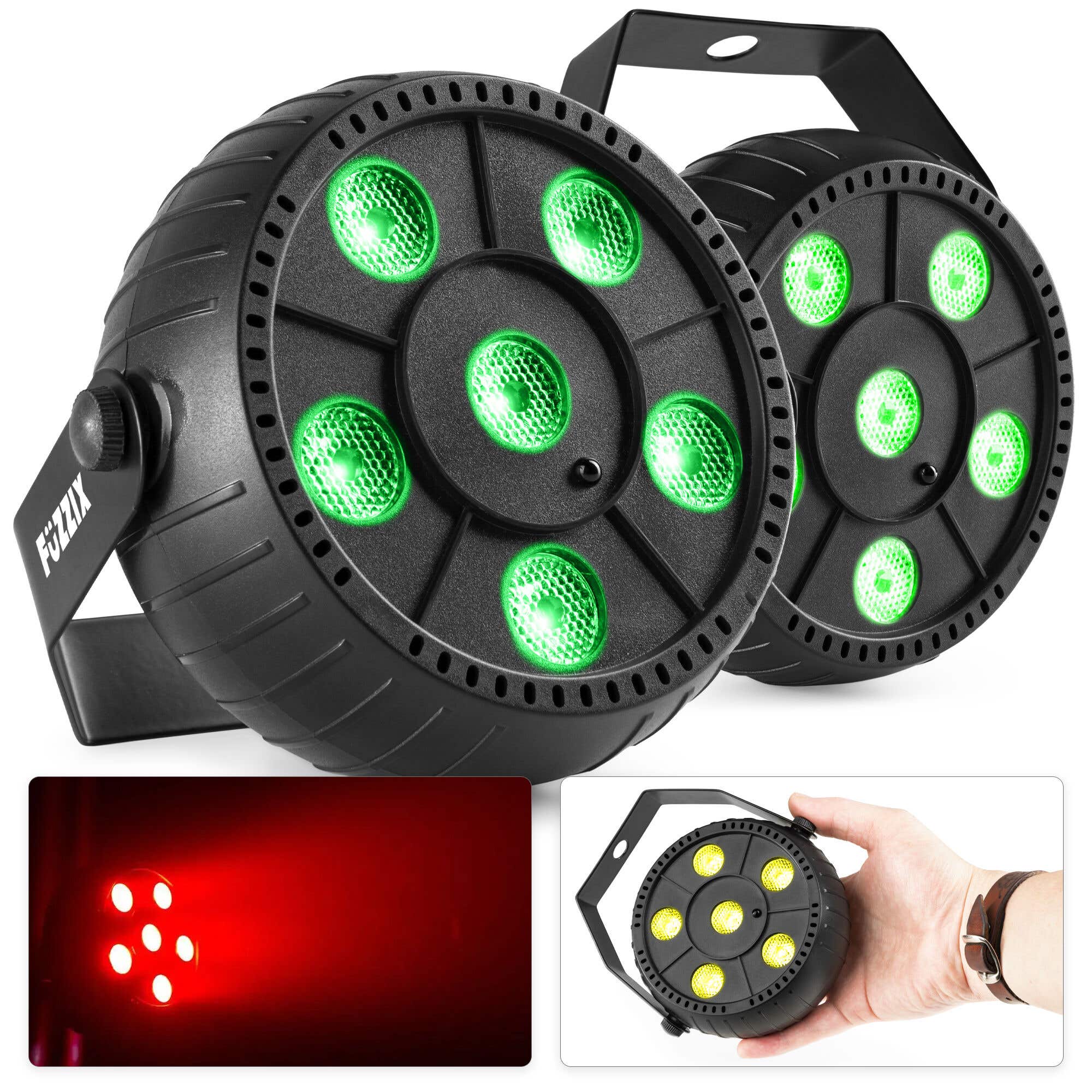 Fuzzix PLP10 LED PAR Strahler RGB mit eingebauter Batterie - 6x 2W LEDs - 2 Stück