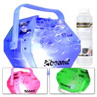 BeamZ B500LED Seifenblasenmaschine transparent mit LEDs + 250ml Seifenblasenkonzentrat (ergibt 1 L)
