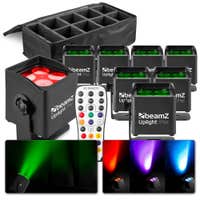 BeamZ BBP44 Akku Uplight 8er Set Komplett inkl. Tasche - LED Akku Strahler IP65 für Drinnen und Draußen