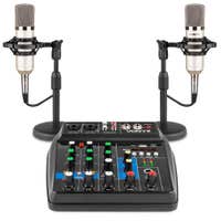 Vonyx VMM100 Podcast-Set – Audio-Mixer mit USB/BT und 2 Mikrofonen