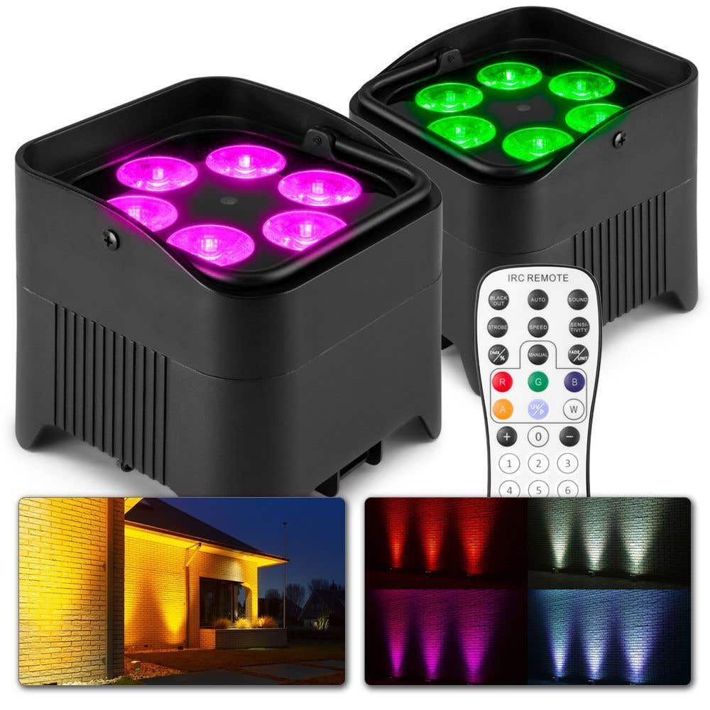 BeamZ BBP96S Uplight 2er Set PAR-Spot mit Akku und 6x 12 W LEDs und Wireless DMX