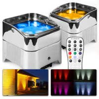 BeamZ BBP96SC Akku Uplight 2er Set LED Spots - 6x12W WDMX - verchromt