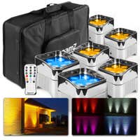 BBP96SC Uplight 6er Set mit Tasche Akku LED Par Strahler 6x12W WDMX - Chrom