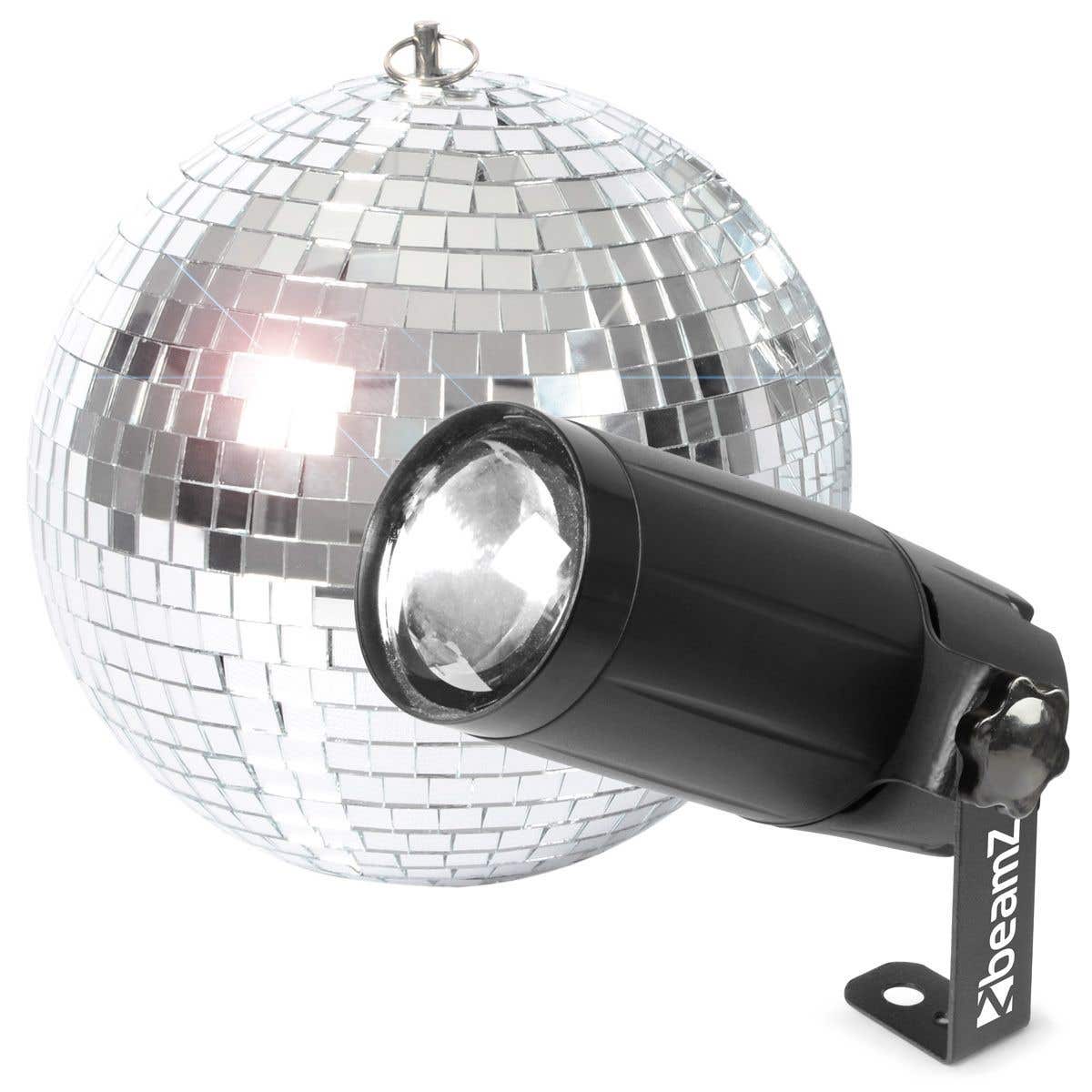 BeamZ Discokugel 20 cm mit LED Pinspot - Spiegelkugel mit vielen Glasspiegeln