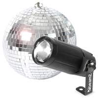 BeamZ Discokugel 20 cm mit LED Pinspot - Spiegelkugel mit vielen Glasspiegeln