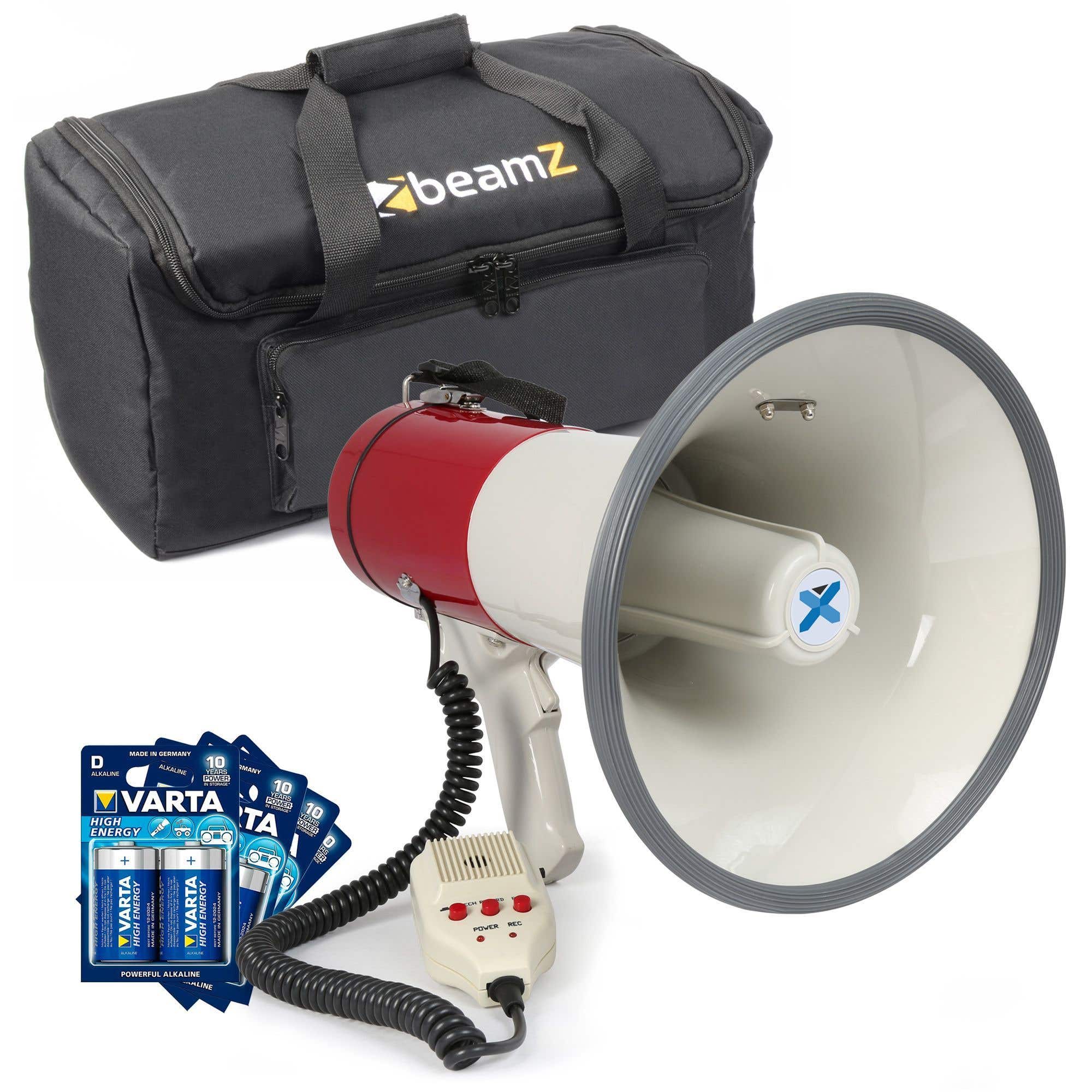 MEG050 Megafon 50 Watt mit Aufnahme, Sirene, Mikrofon, Batterien und Tasche