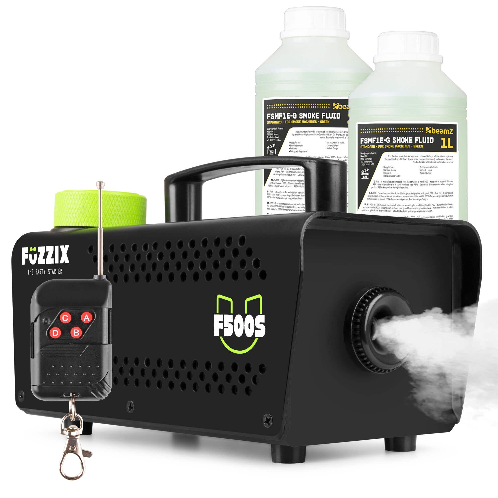 Fuzzix F500S Party Nebelmaschine 500W – inkl. Fernbedienung & 2L Nebelfluid