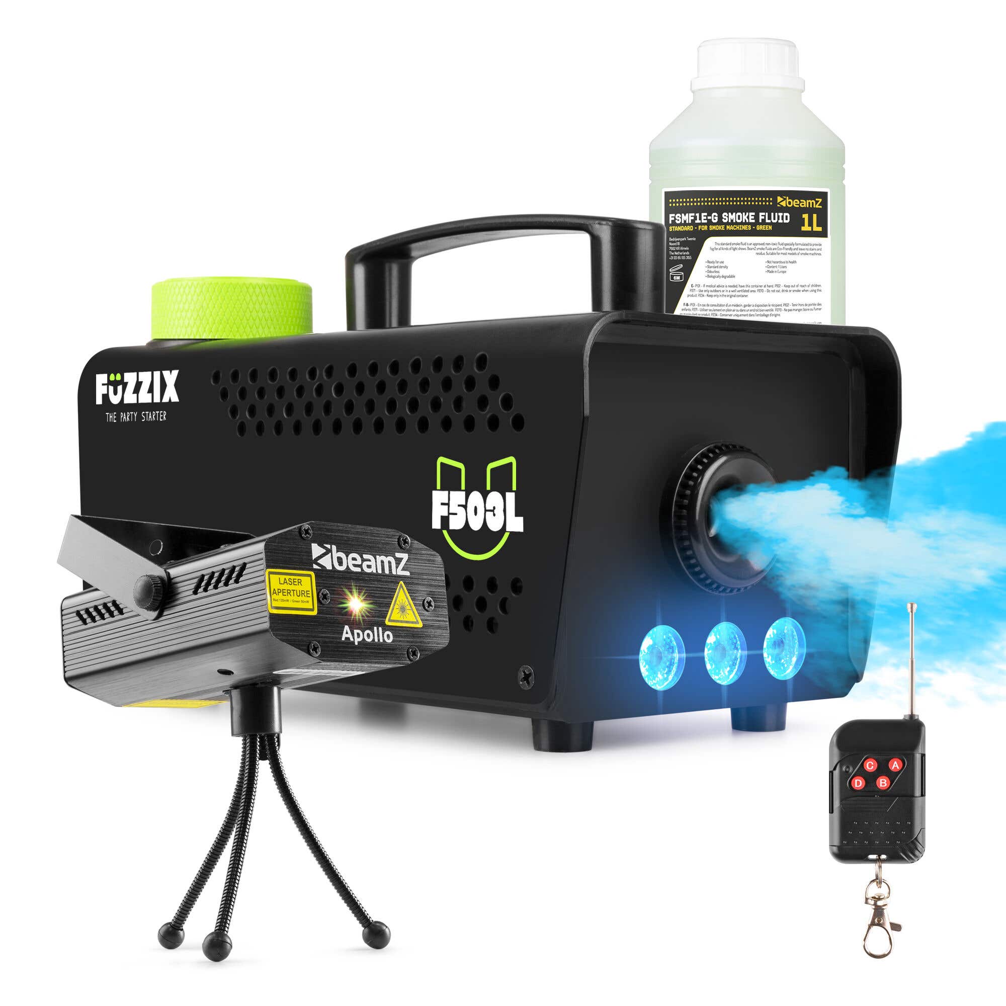 Partyset mit Fuzzix F503L Nebelmaschine - 1 L Nebelfluid und 1x Laser