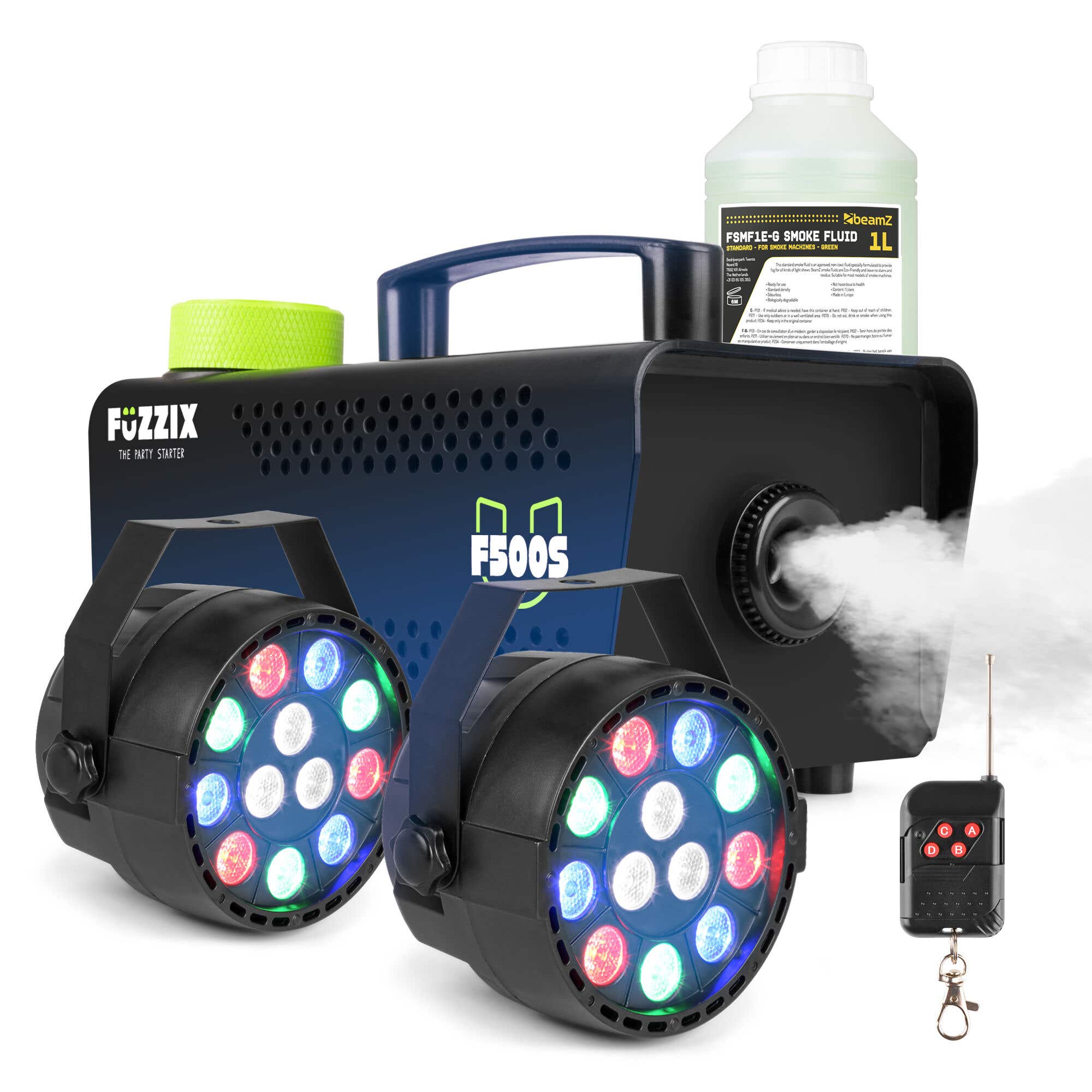 Fuzzix F500S Party Nebelmaschine - 1L Nebelfluid - 2x PAR Lampen