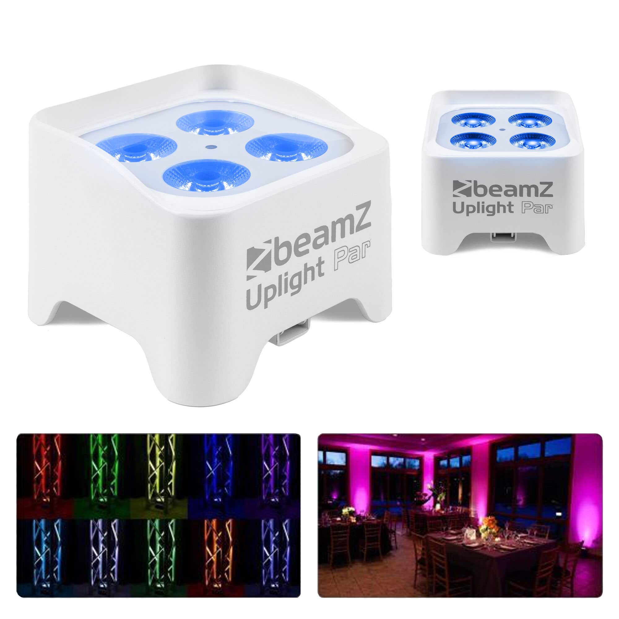 BeamZ BBP90W Akku Uplight 2er Set - 2x PAR Spot mit 4x 4 Watt LED's