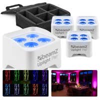 BeamZ BBP90W Akku LED Uplight 4er Bundle mit Tasche PAR Strahler White Edition 4x 4 Watt - Weiß