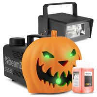 BeamZ Halloween Nebelmaschine Party Set - Mit aufsteckbarem Kürbiskopf - Stroboskop- und Lichteffekte