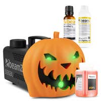 BeamZ Nebelmaschine Halloween - Kürbiskopf Nebelmaschine Starterset - Mit LED Lichteffekten