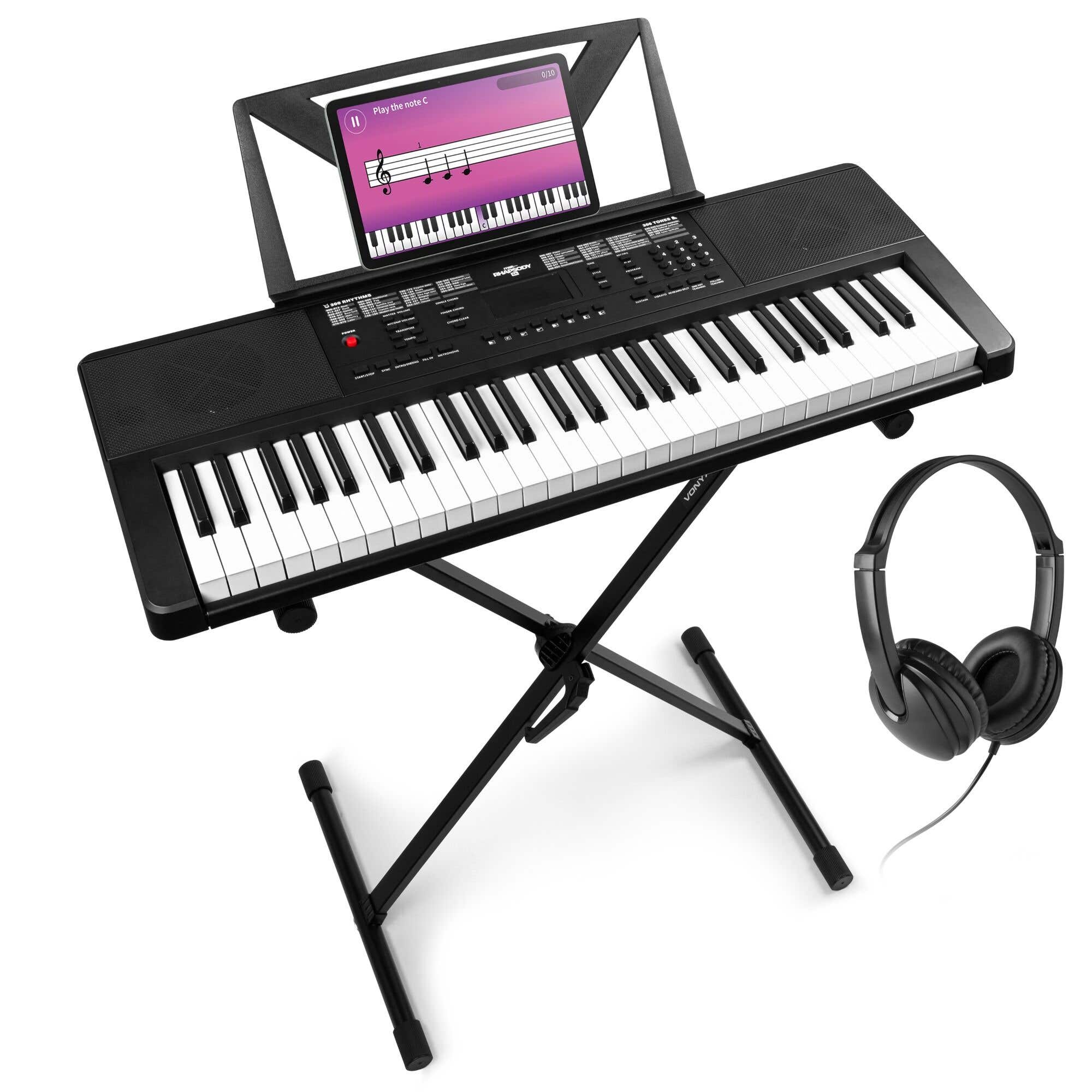 MAX Rhapsody54 Keyboard Piano mit 54 Tasten - Komplett-Set mit Ständer, Kopfhörer und Notenhalter