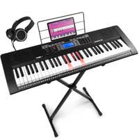 MAX Rhapsody61L Keyboard Set mit 61 beleuchteten Tasten - Komplettset mit Ständer und Kopfhörer