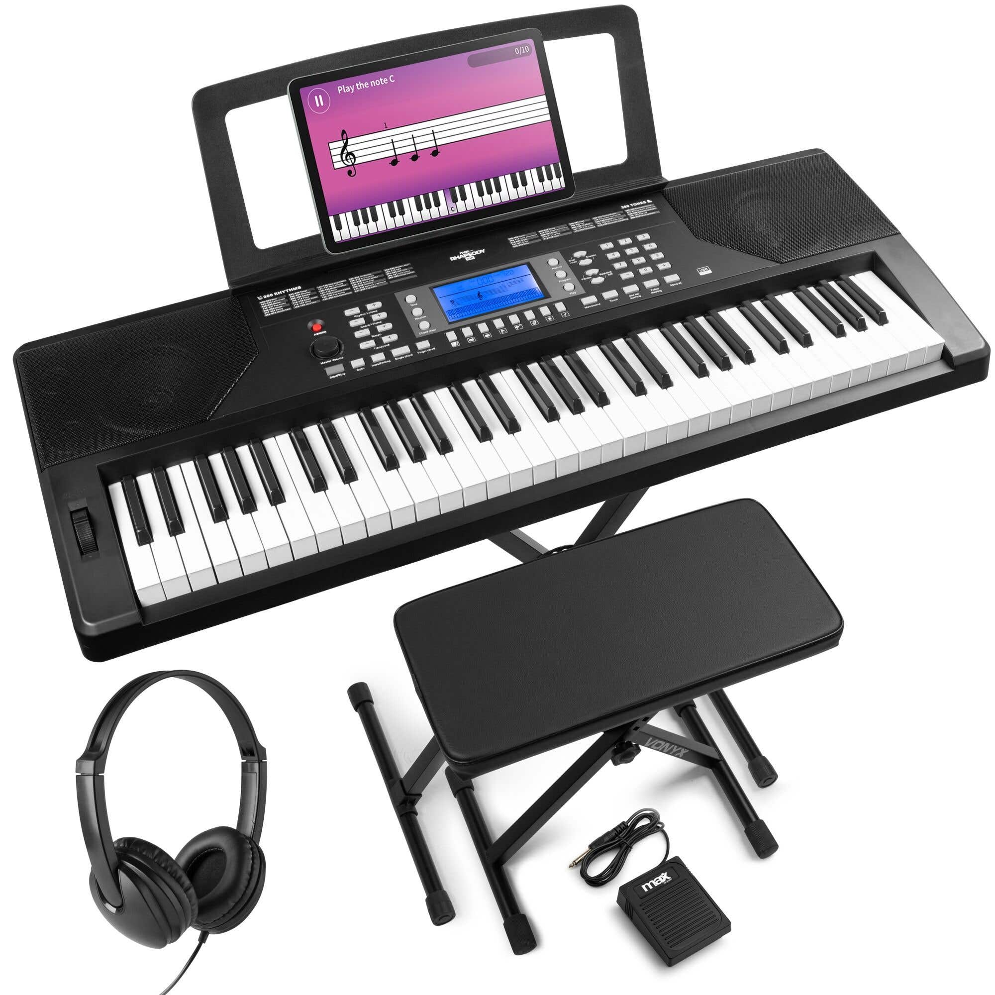 MAX Rhapsody61P Keyboard Set - inkl. Hocker, Ständer, Sustain-Pedal und Kopfhörer