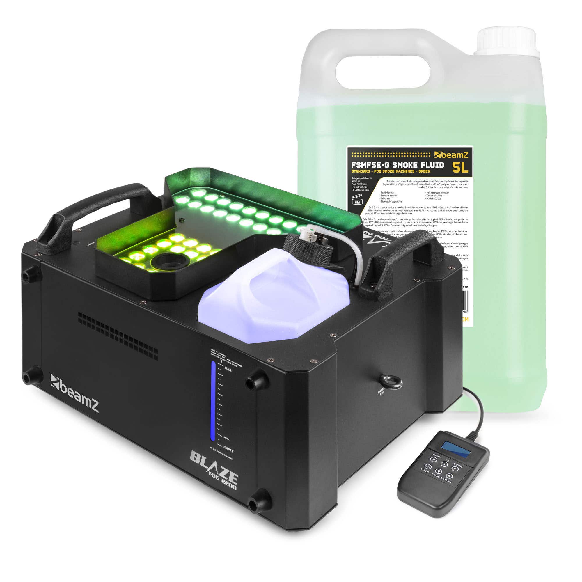 BeamZ BLAZE2200 Nebelmaschine – Horizontal & Vertikal – 48x 4W RGBA LEDs – Inkl. 5L Nebelfluid