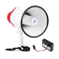 Vonyx MEG025 Megafon mit Akku – 25W Megaphon mit Sirene und Bluetooth – rot-weiß