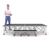 Power Dynamics Komplettbühne mit Stufe, klappbare Beinen und rutschfester Beschichtung – 200x100x40 cm