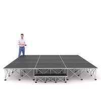 Power Dynamics Komplettbühne mit Stufe, klappbare Beinen und rutschfester Beschichtung – 300x300x40 cm