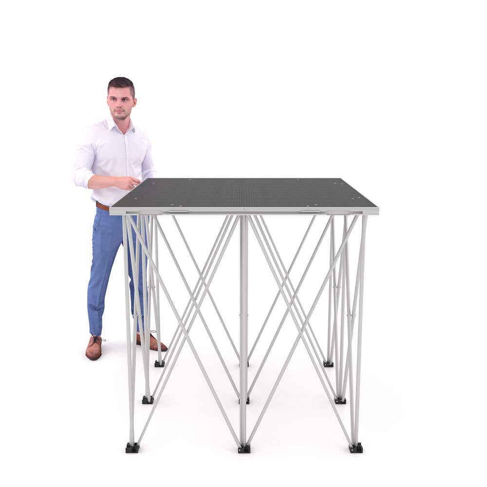 Power Dynamics Rednerbühne – Erhöhung mit rutschfester Oberfläche und klappbaren Beinen – 100 x 100 x 100 cm