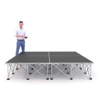 Power Dynamics Komplettbühne mit klappbaren Beinen und rutschfester Beschichtung – 200 x 200 x 40 cm – Aluminium