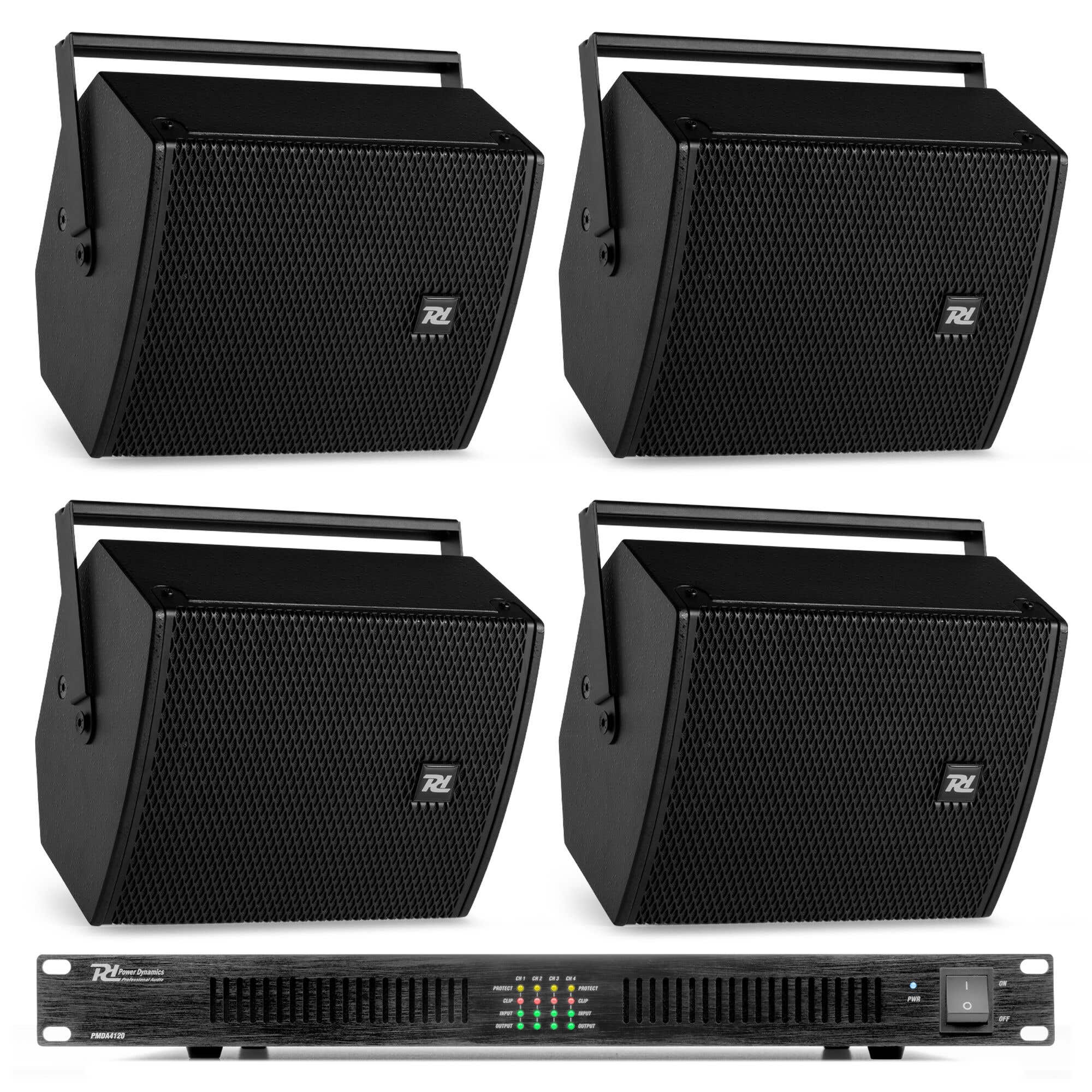 Power Dynamics PDW6B Soundsystem mit 4 Lautsprechern & Verstärker – 1200W – Schwarz